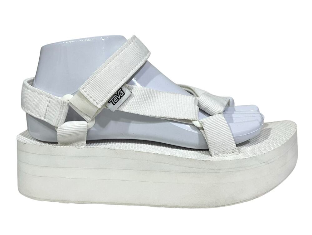 Teva Womens Flatform Universal Sandal Size 8 White Strappy Platform Adjustable